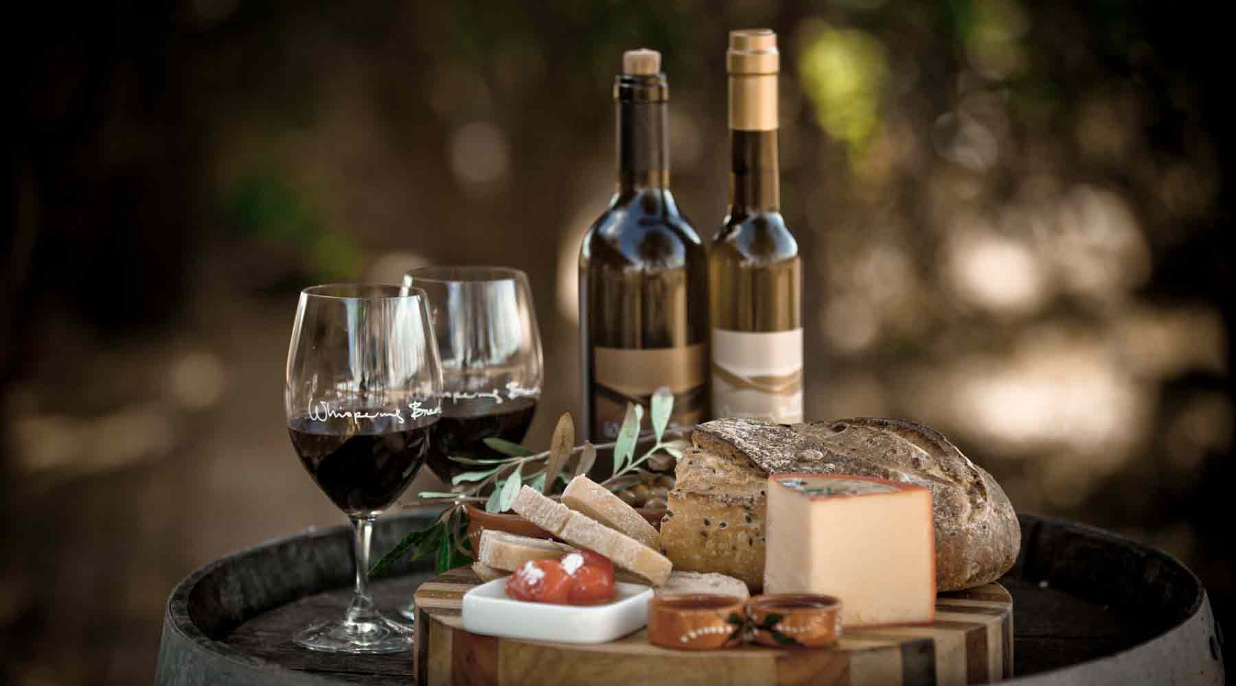 Wine and bread at Whispering Brook 